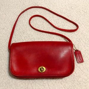 Coach Vintage NYC Red Leather Dinky Bag.